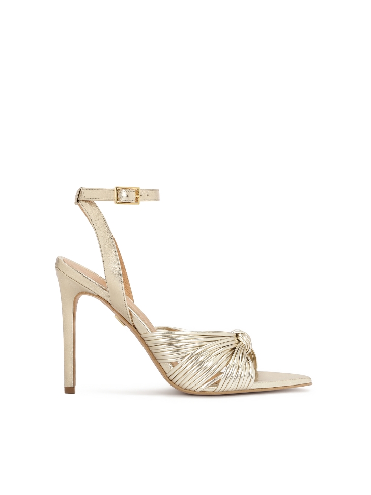Gold leather heeled sandals