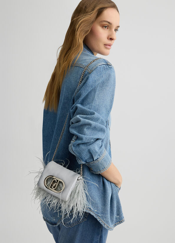Borsa LaPuffy mini con piume