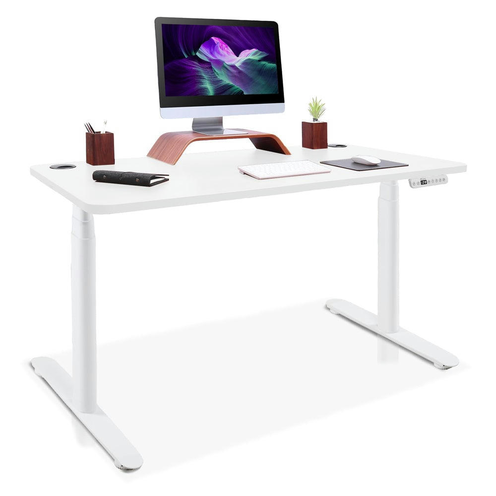 DYNAMIC CIRCLE - Bureau assis debout effet bois blanc 120x60