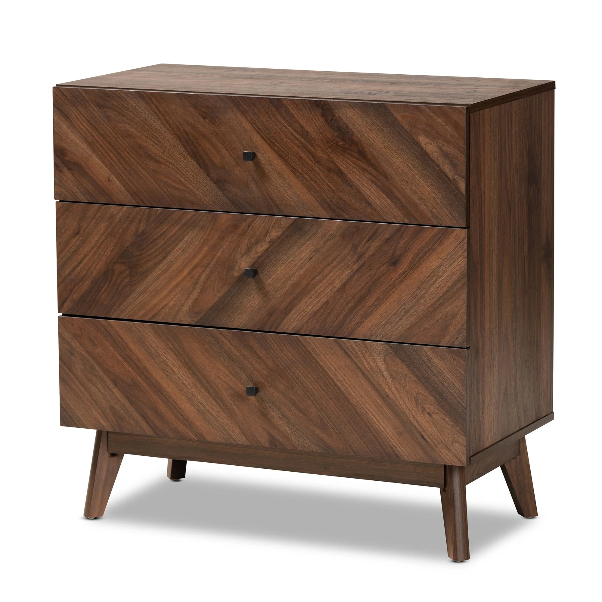 Hartman Mid-Century Modern Walnut Finished Wood 3-Drawer Storage Chest