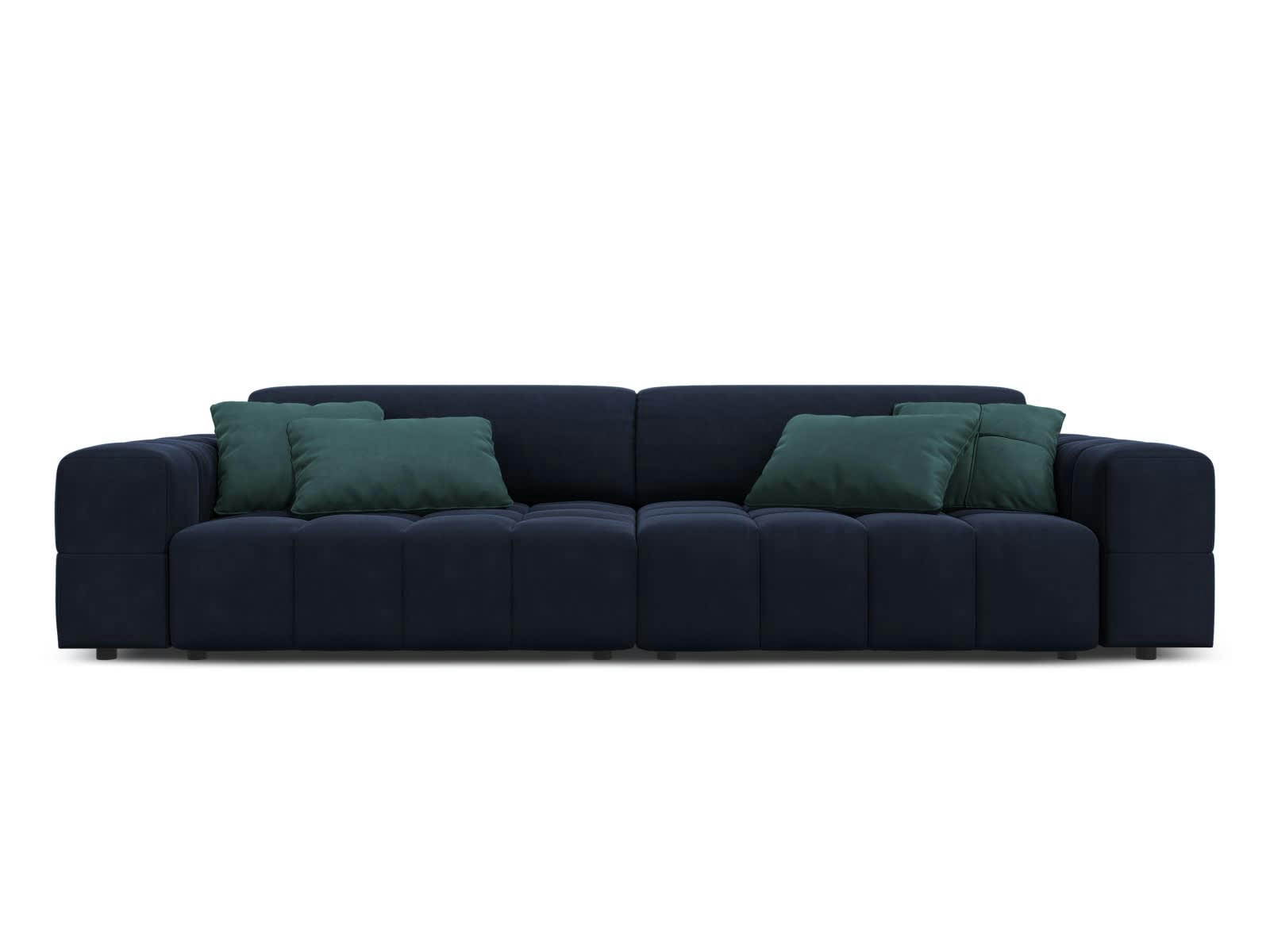 LUC - Canapé 4 places en tissu velours bleu foncé