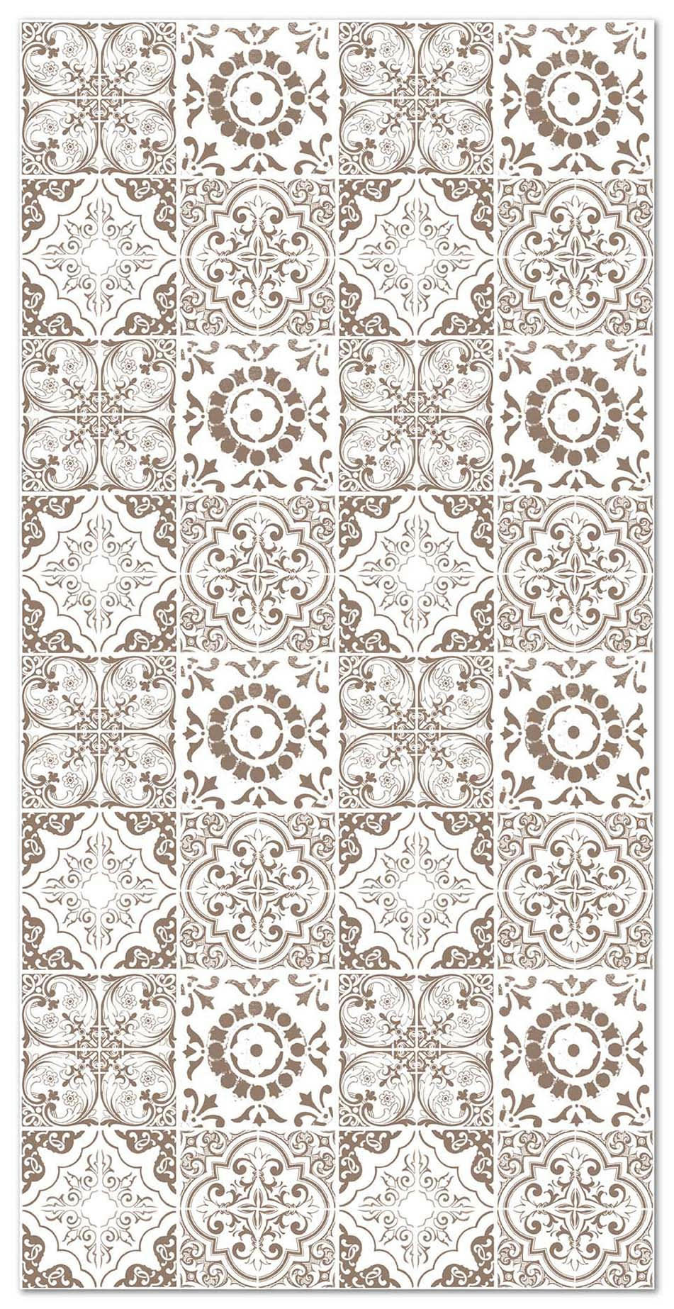 ALFOMBRAS AZULEJOS - Tapis vinyle carreaux ciments grenade brun 120x160cm