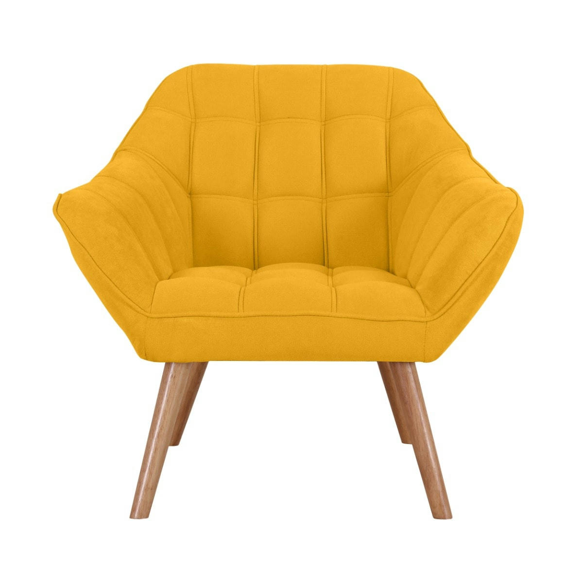 SIMBA - Fauteuil en tissu jaune avec accoudoirs