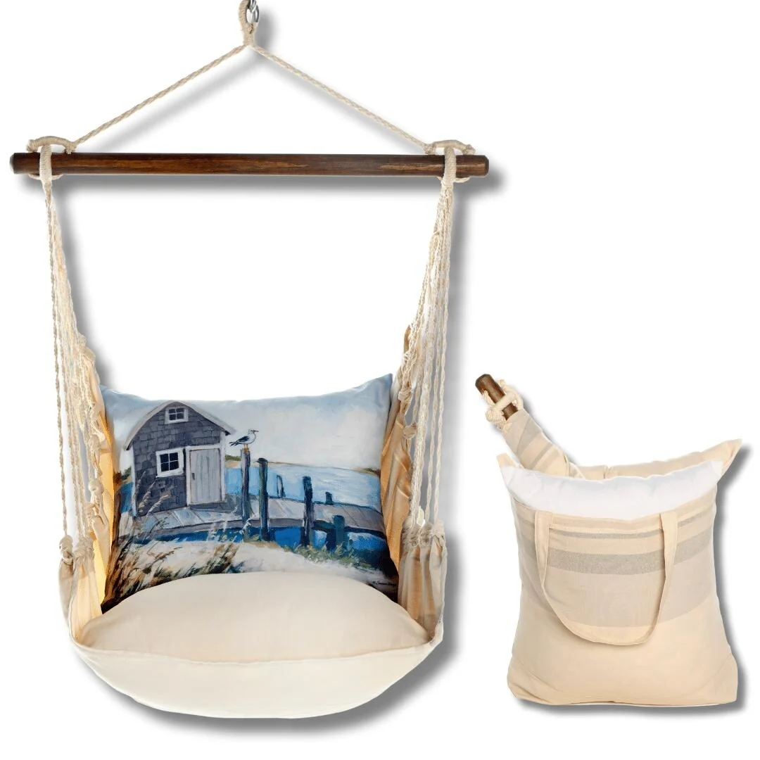 Magnolia Casual Swing Set 4 piece - Magnolia Stripe w/ Boat House Pier