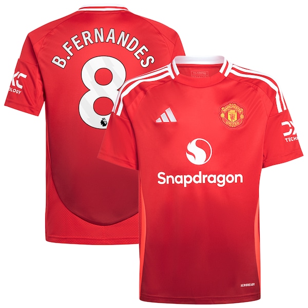 Bruno Fernandes Manchester United adidas Youth 2024/25 Home Replica Player Jersey - Red