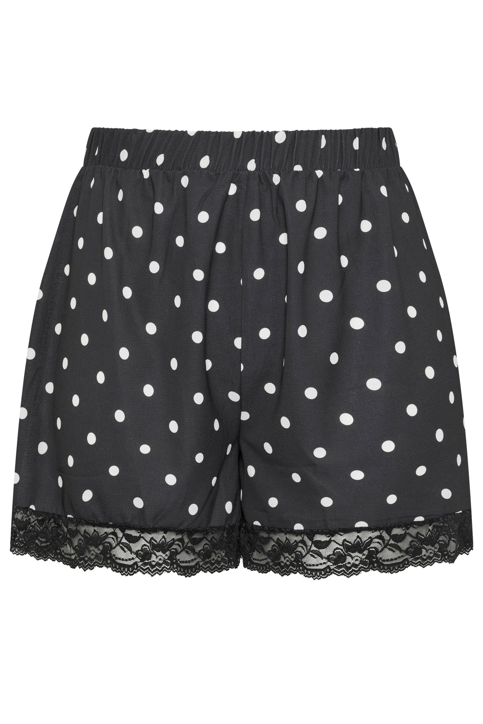 Yours Polka Dot Lace Trim Shorts