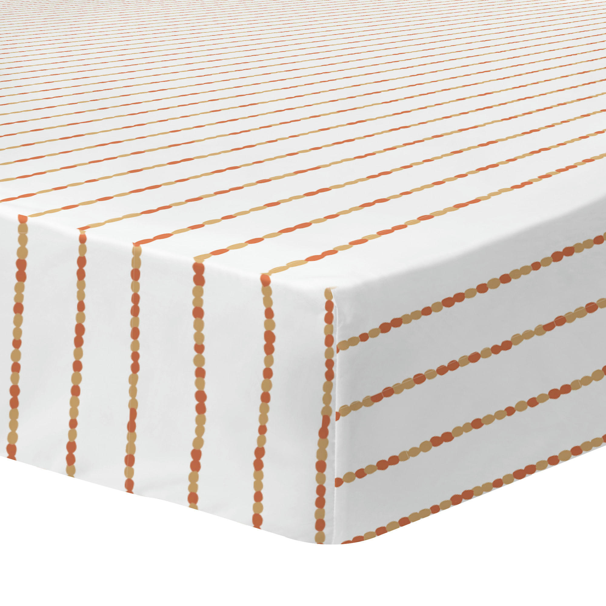 DÉCO VÉGÉTALE - Drap-housse imprimé en coton Caramel 140x190/200cm - Bonnet 30cm