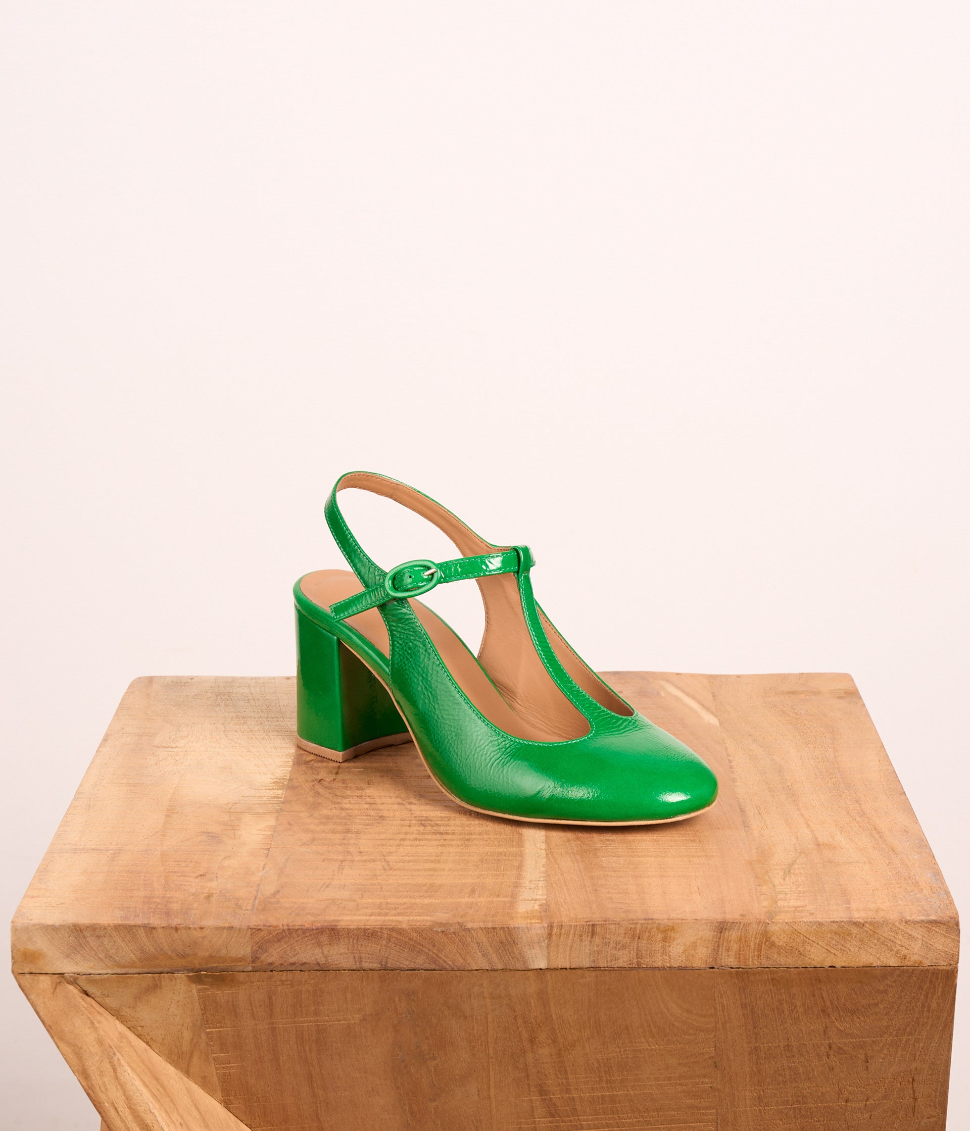 Slingbacks vernies vertes Cyrène