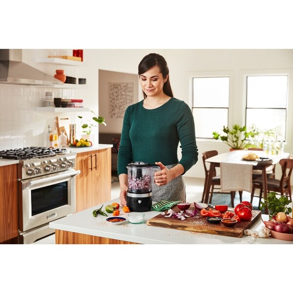 KitchenAid Cordless 5-Cup Food Chopper with Multi-Purpose Blade and Whisk Accessory in Black Matte