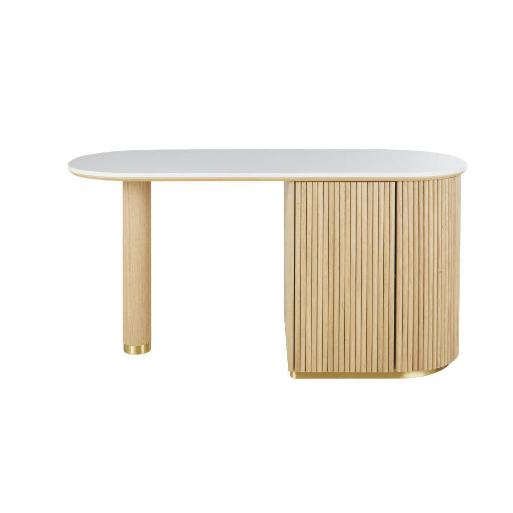 Caldera - Îlot central cuisine 4 portes et terrazzo blanc