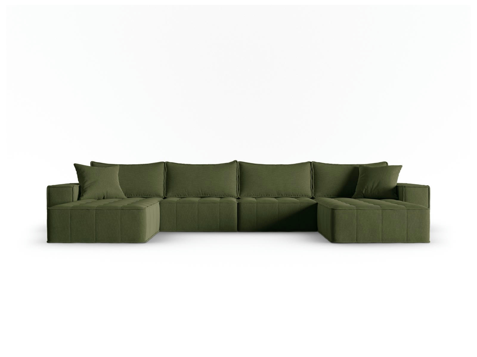 MIKE - Canapé panoramique modulable 6 places en tissu structurel vert