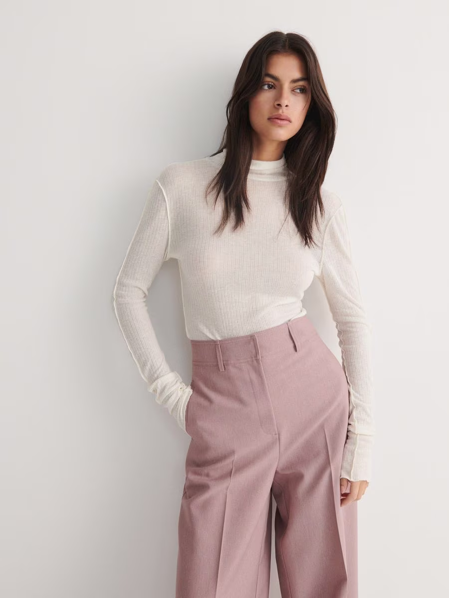 Modal Rich Long Sleeve Top With Wool Blend