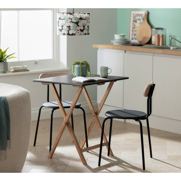 Habitat Drew Folding Bamboo 2 Seater Table - Black