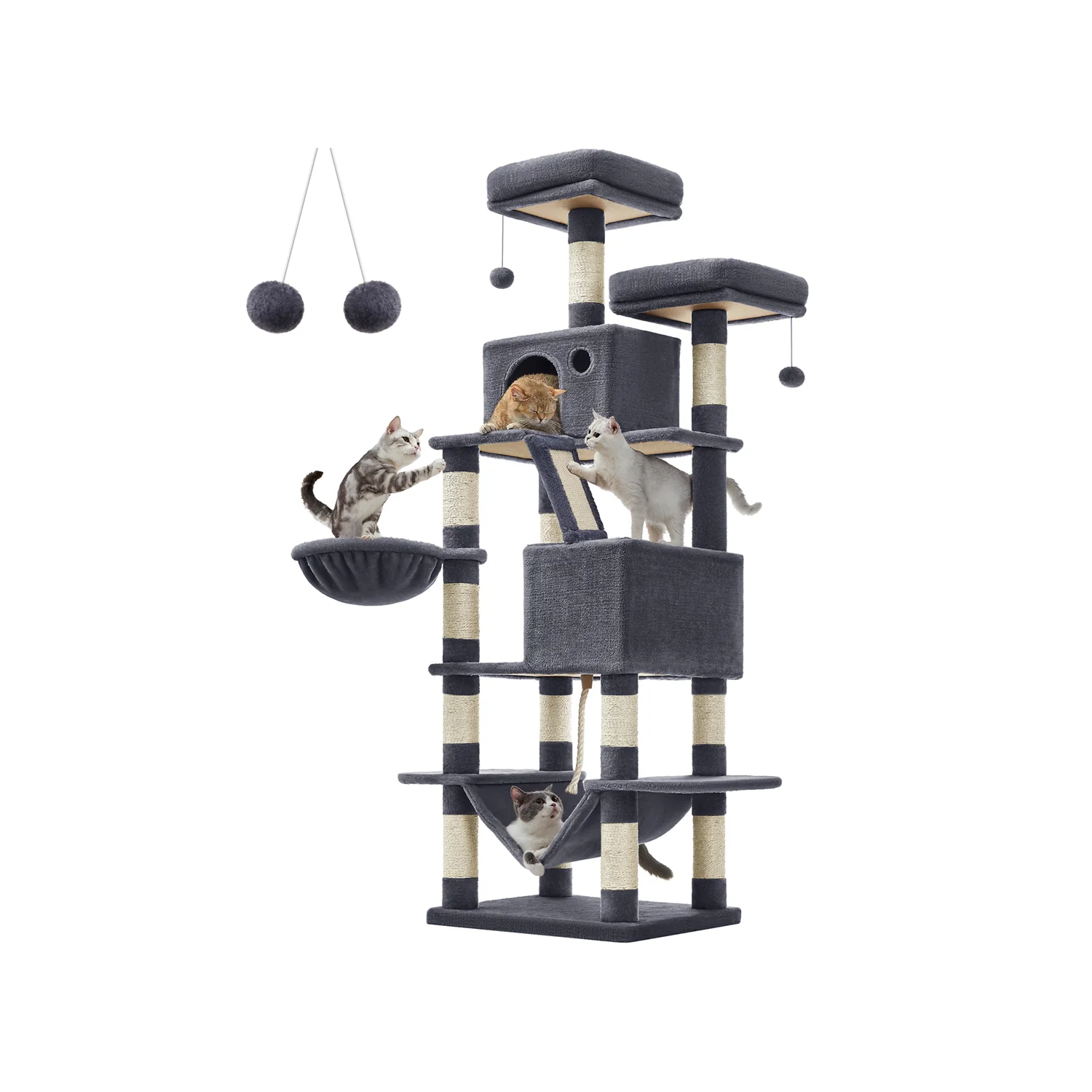 Arbre à chat multi-niveaux d'hautuer 168 cm
