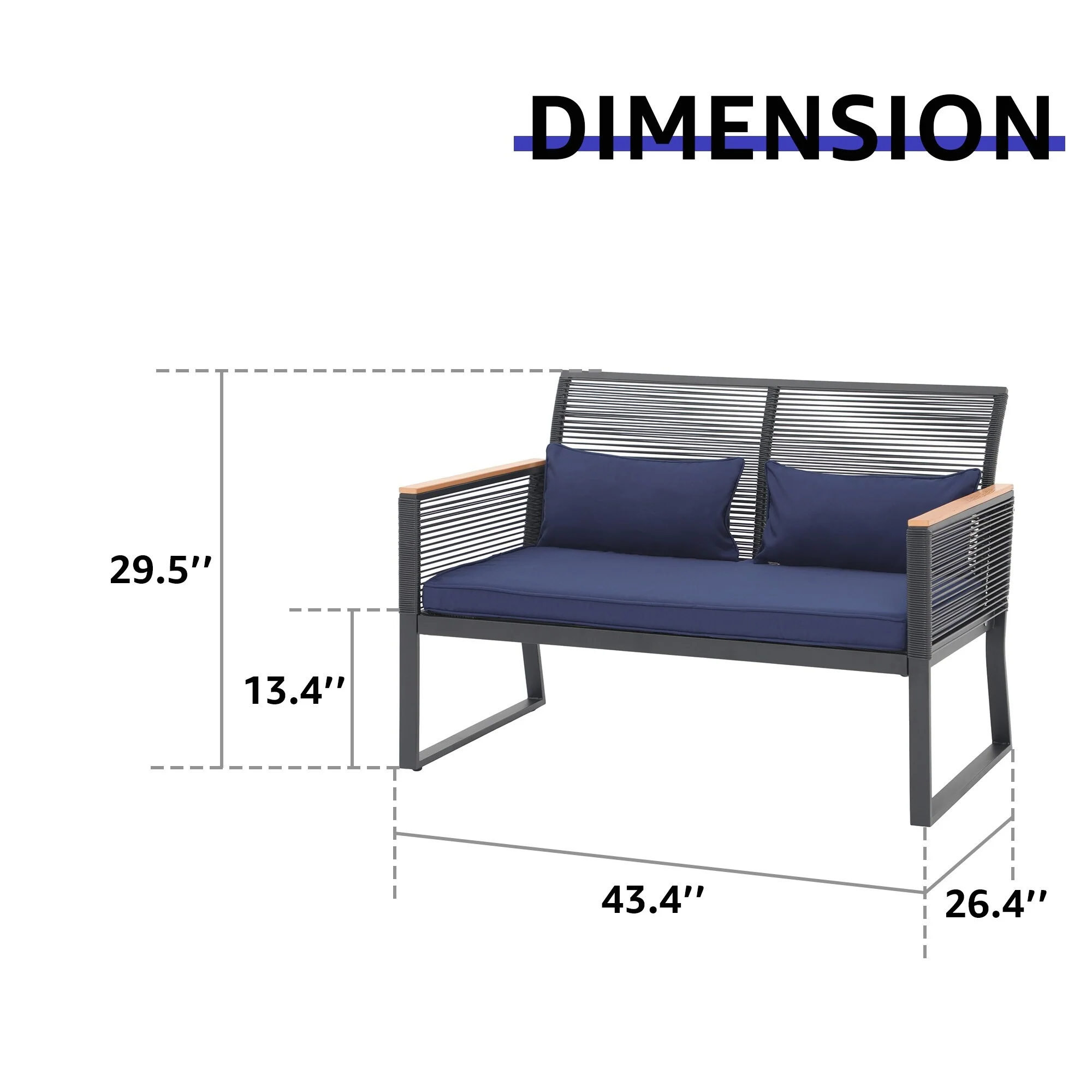 Patio Wicker Loveseat with Cushions