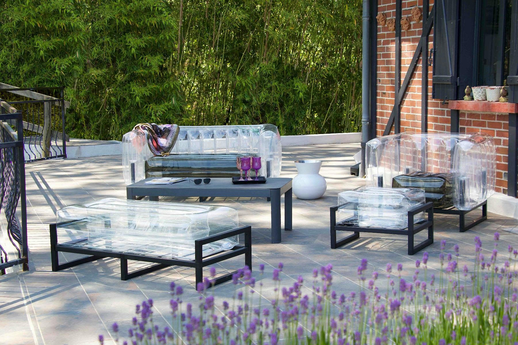 YOMI EKO - Fauteuil en tpu transparent cadre en aluminium