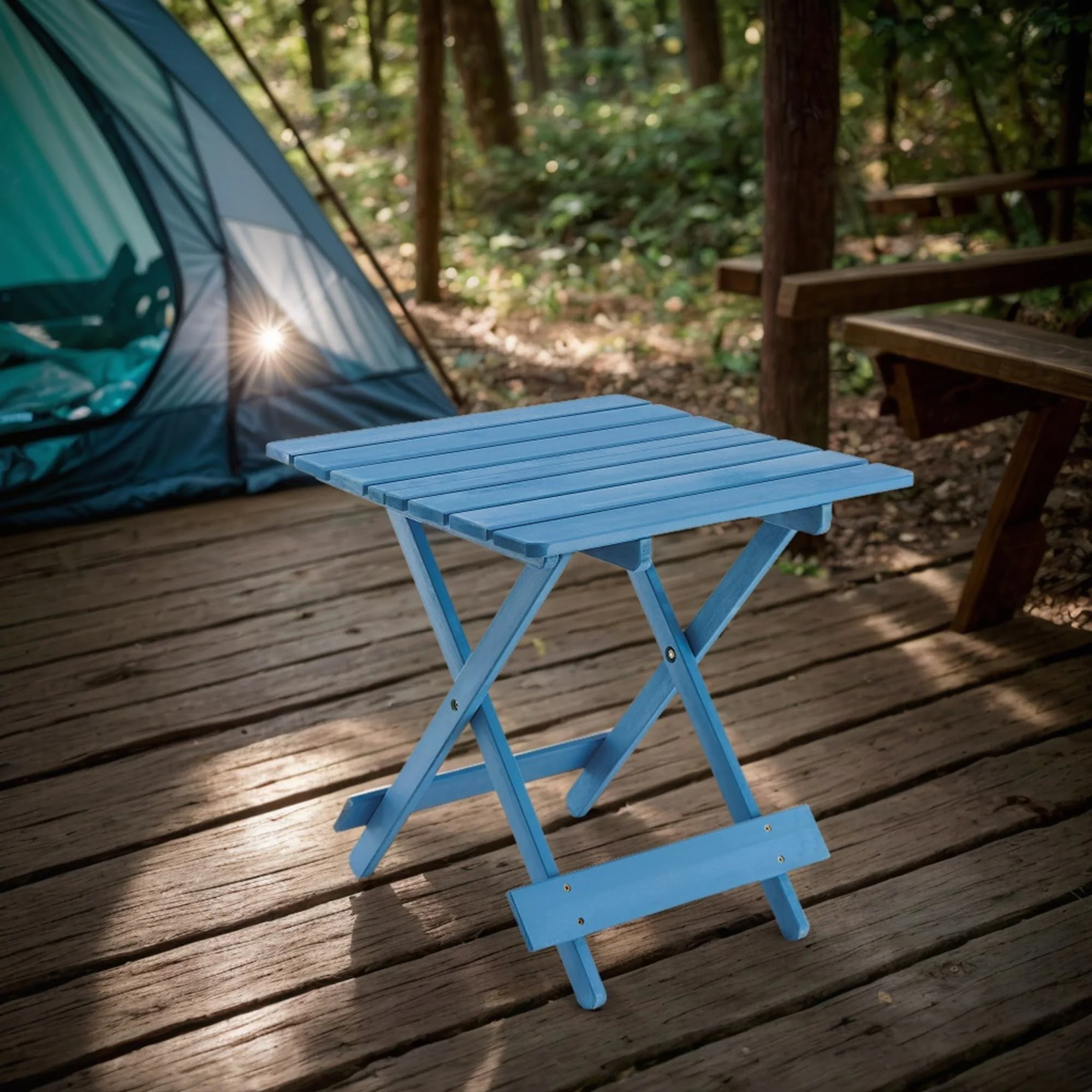 Patio Outdoor Folding Square Table,blue