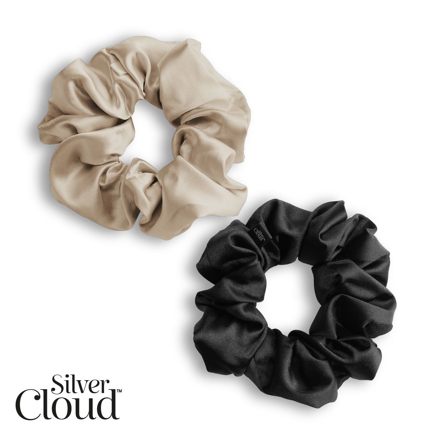 Silver Cloud Silver Cloud Silver Ion Infused Satin Large Scrunchies Double Pack