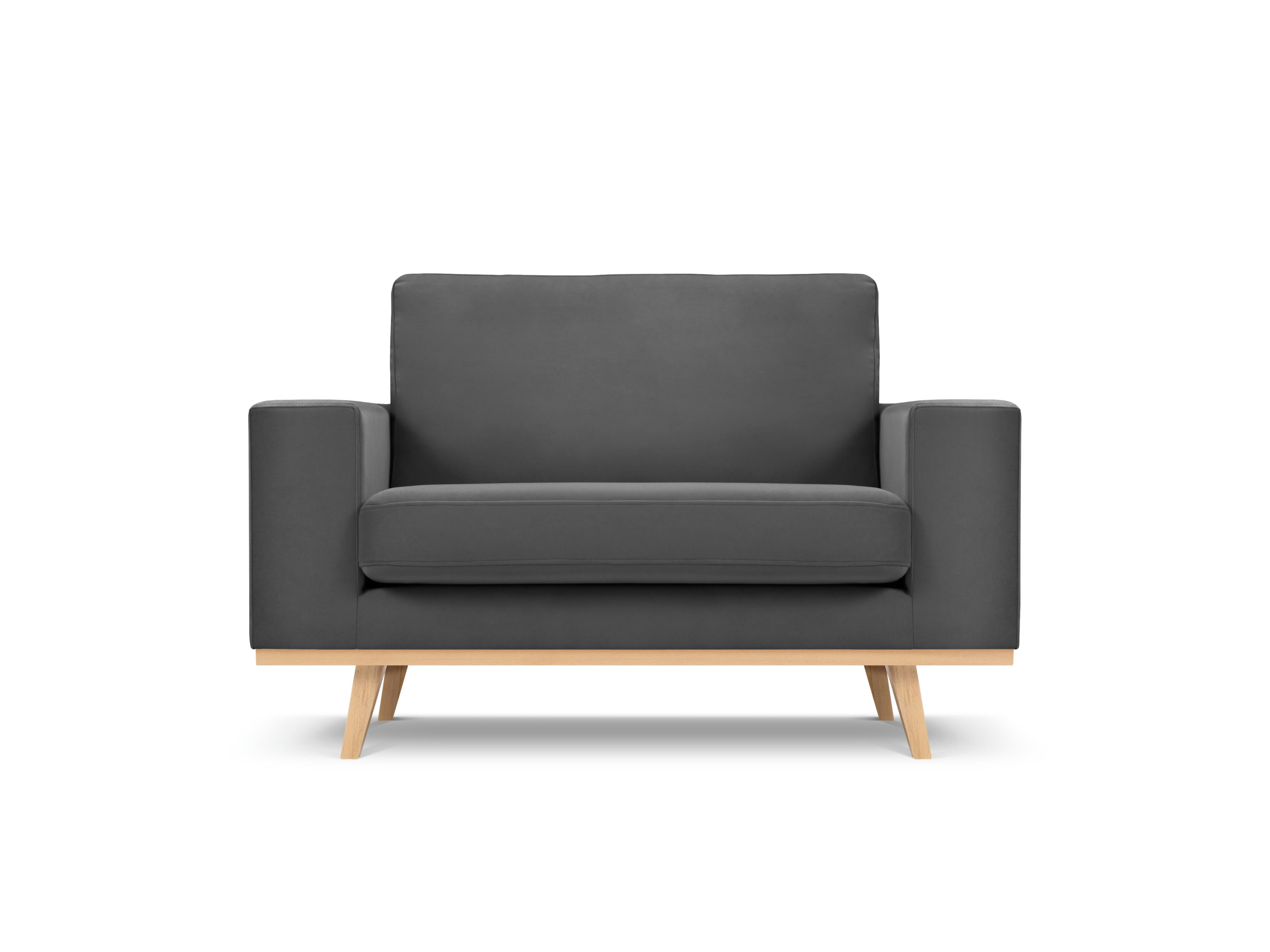 TUGELA - Fauteuil en velours gris foncé