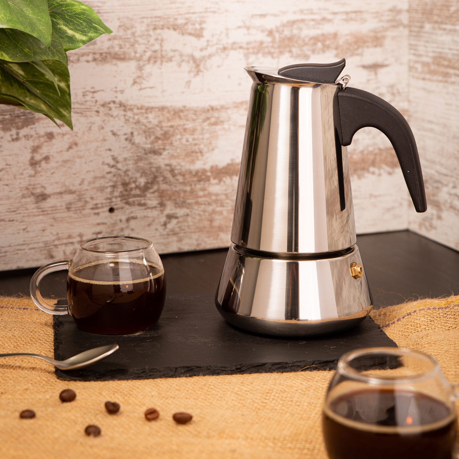 Caffettiera a induzione in acciaio, da 4 tazze