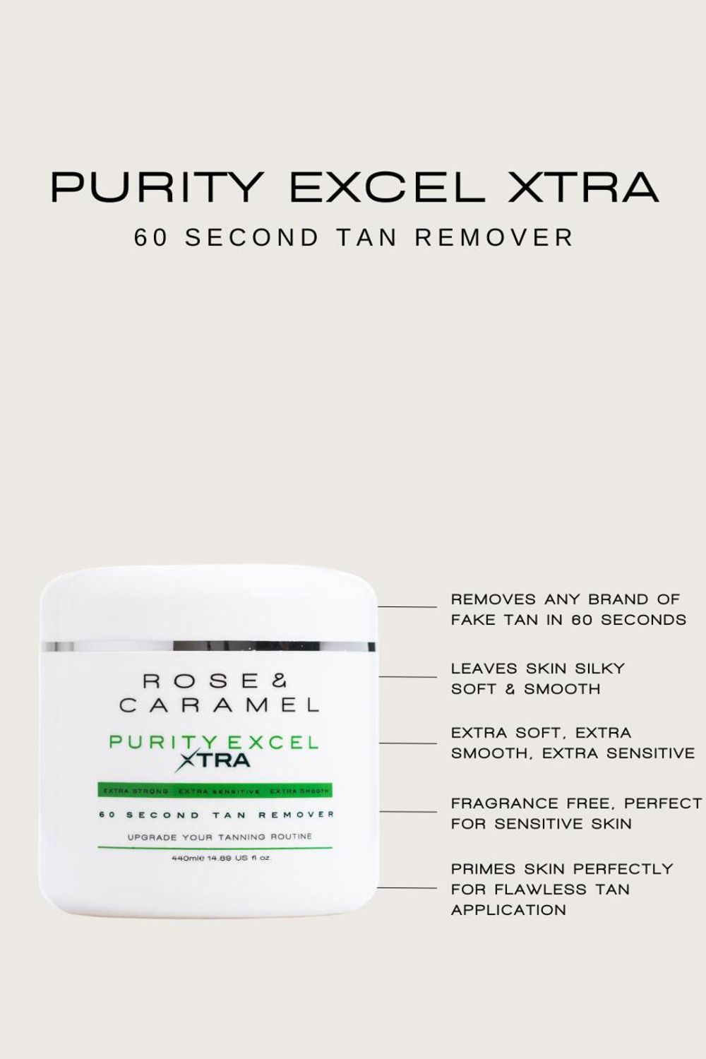 Rose & Caramel Purity Xtra 60 Second Self Tan Remover 440ml