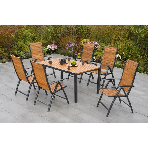 Gartenmöbelset »Santorin«, 7-tlg., klappbar, Aluminium/Akazie