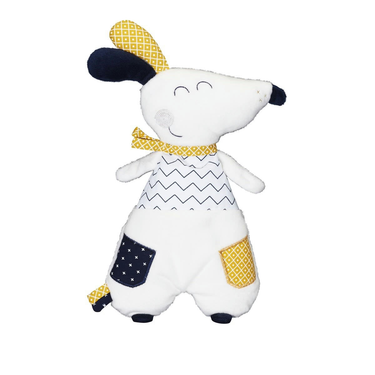 HELLO - Doudou Chien en velours blanc