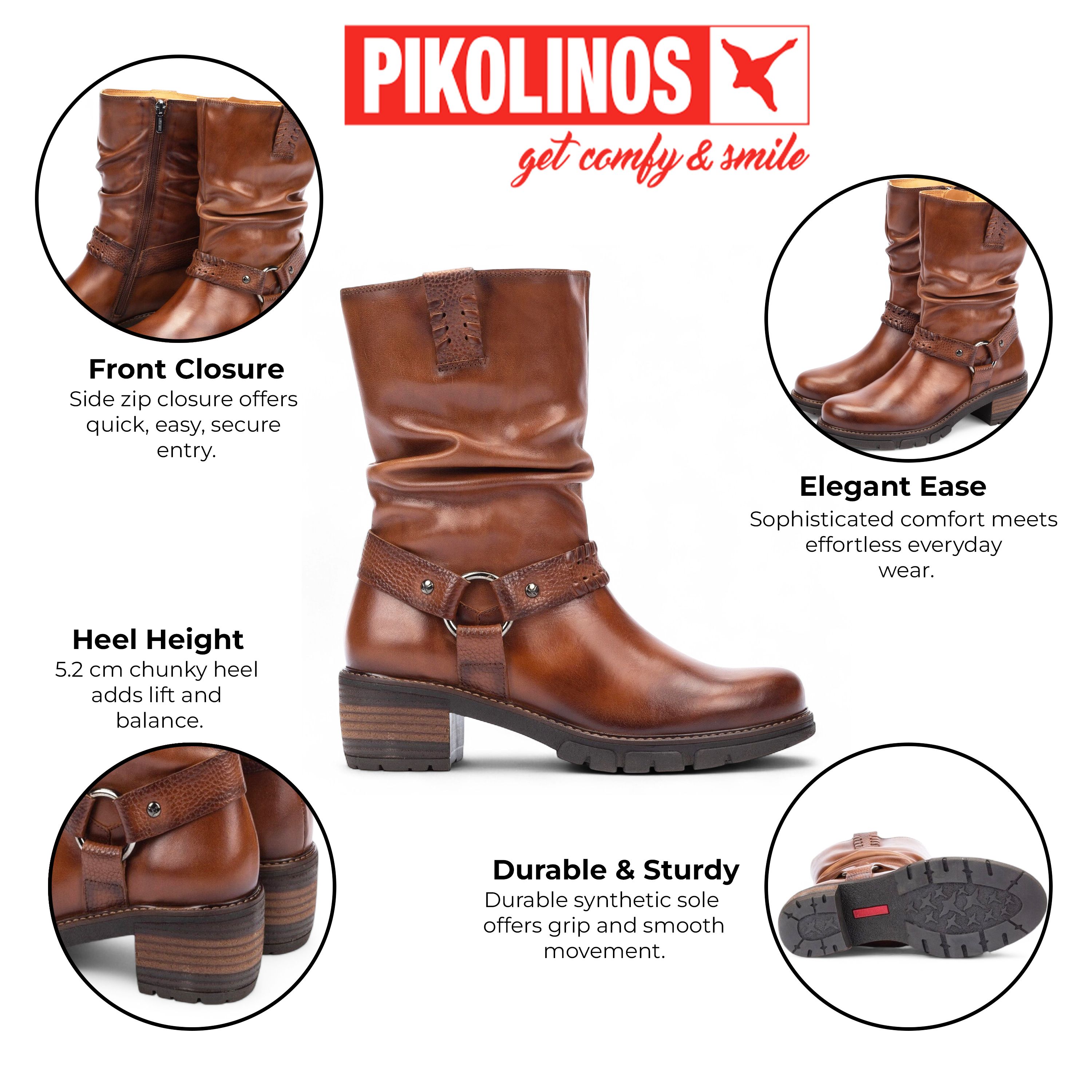 Infinity Leather Pikolinos Mid-Calf Cuero Leather Tall Ankle Boots - San Sebastia