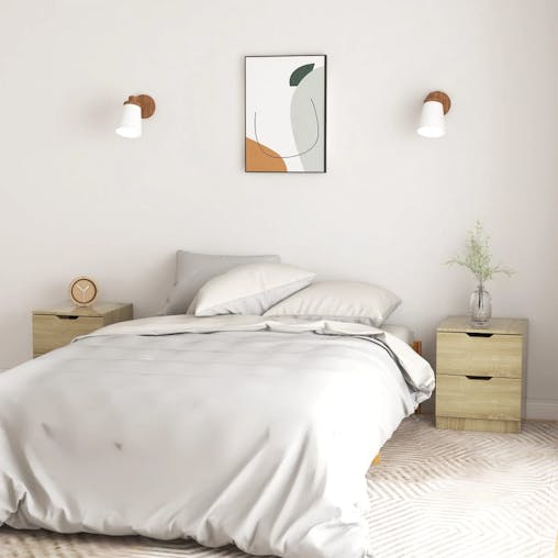 NNEVL Bedside Cabinets 2 pcs Sonoma Oak 40x40x50 cm Chipboard
