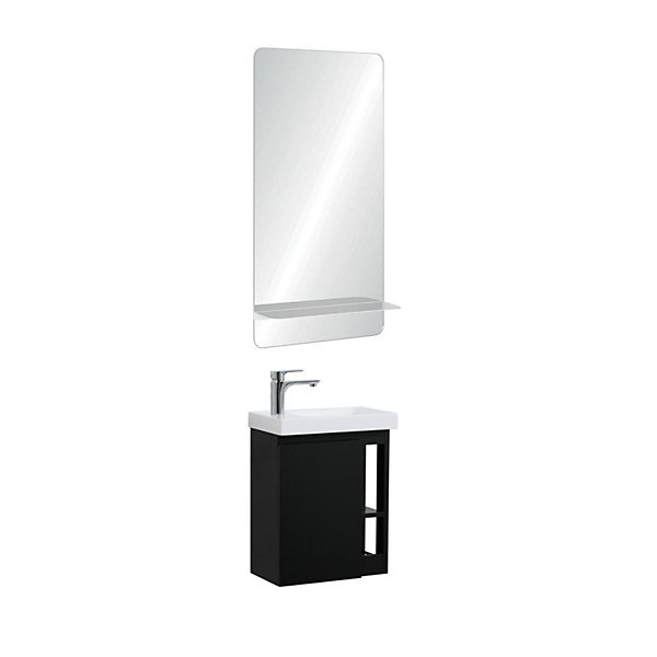 Ensemble lave-mains HAMPTON avec robinet chromé et miroir