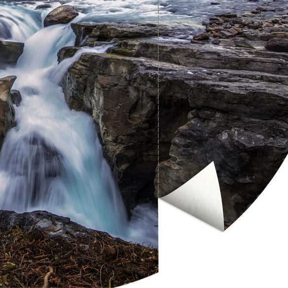 Vliestapete »Runde Vliestapete«, Cuadrado Wasserfall Wald Vintage, mehrfarbig, matt