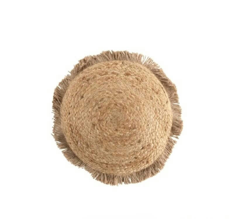- Coussin franges 40 cm jute uni coton uni jutana