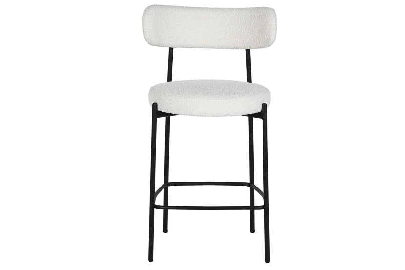 Krzesło barowe na czarnej podstawie bouclé 97 cm