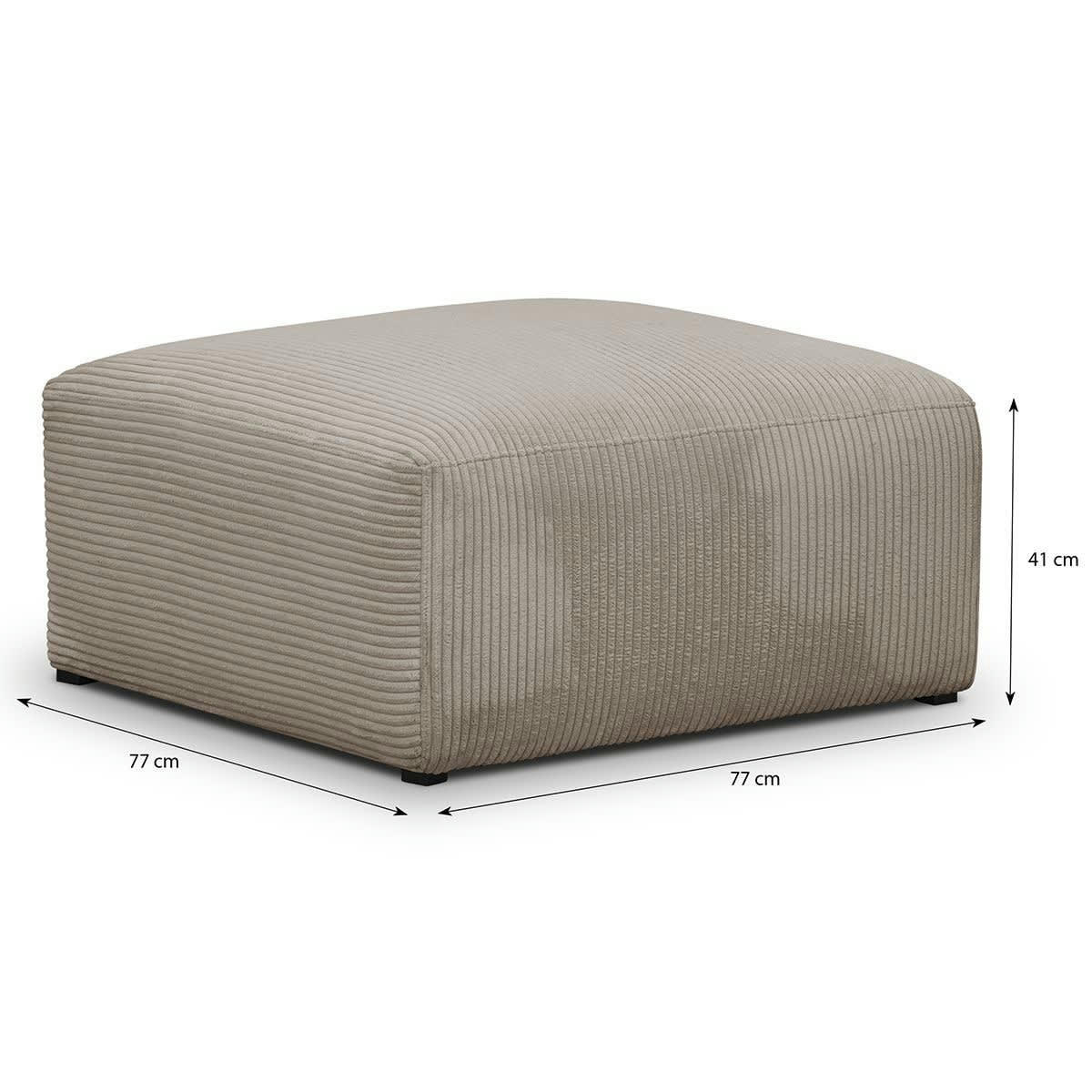 MODULO NEW - Pouf / repose-pieds modulable en velours côtelé taupe