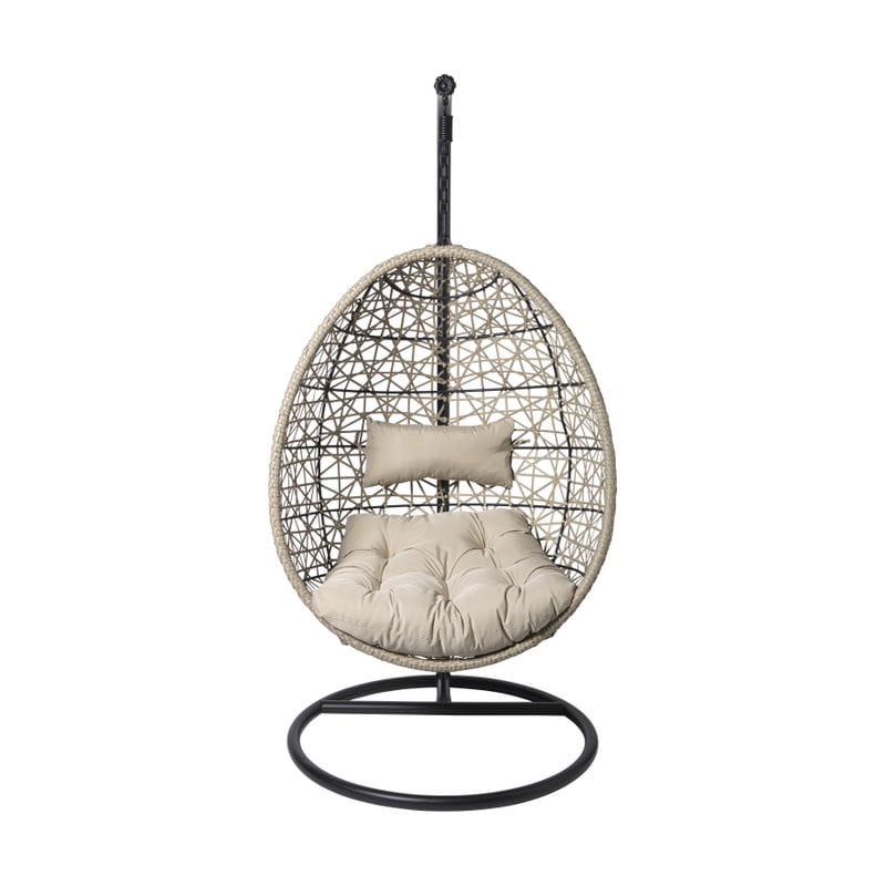 Hangstoel Hawaii met beige kussens - bruin - 196 cm