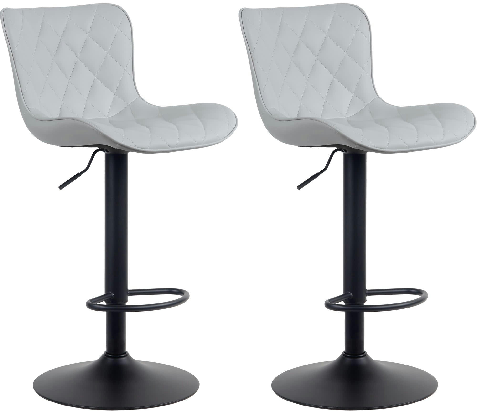 EMMA - Lot de 2 tabourets de bar ajustables pivotants similicuir Gris