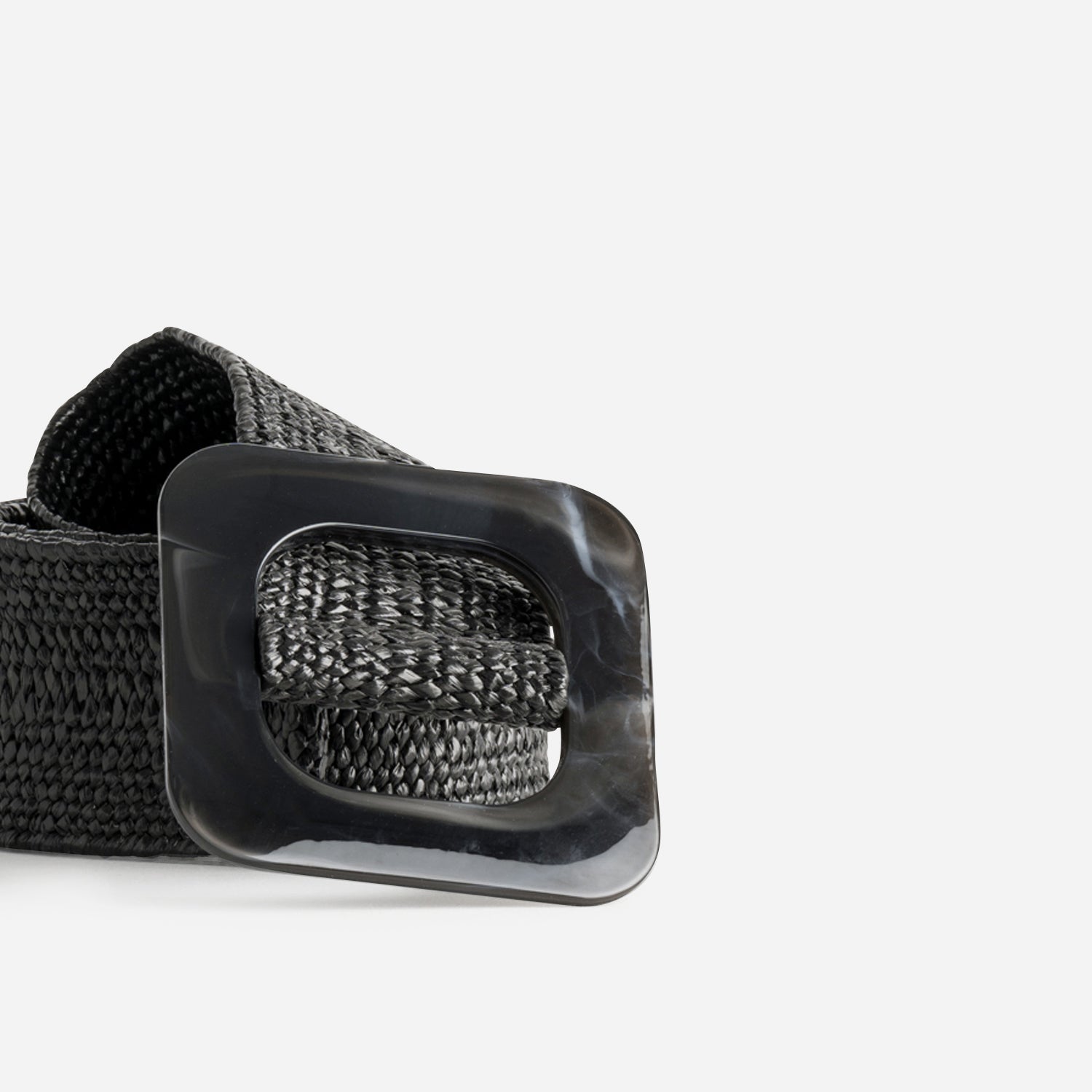Ceinture noire tressée boucle résine