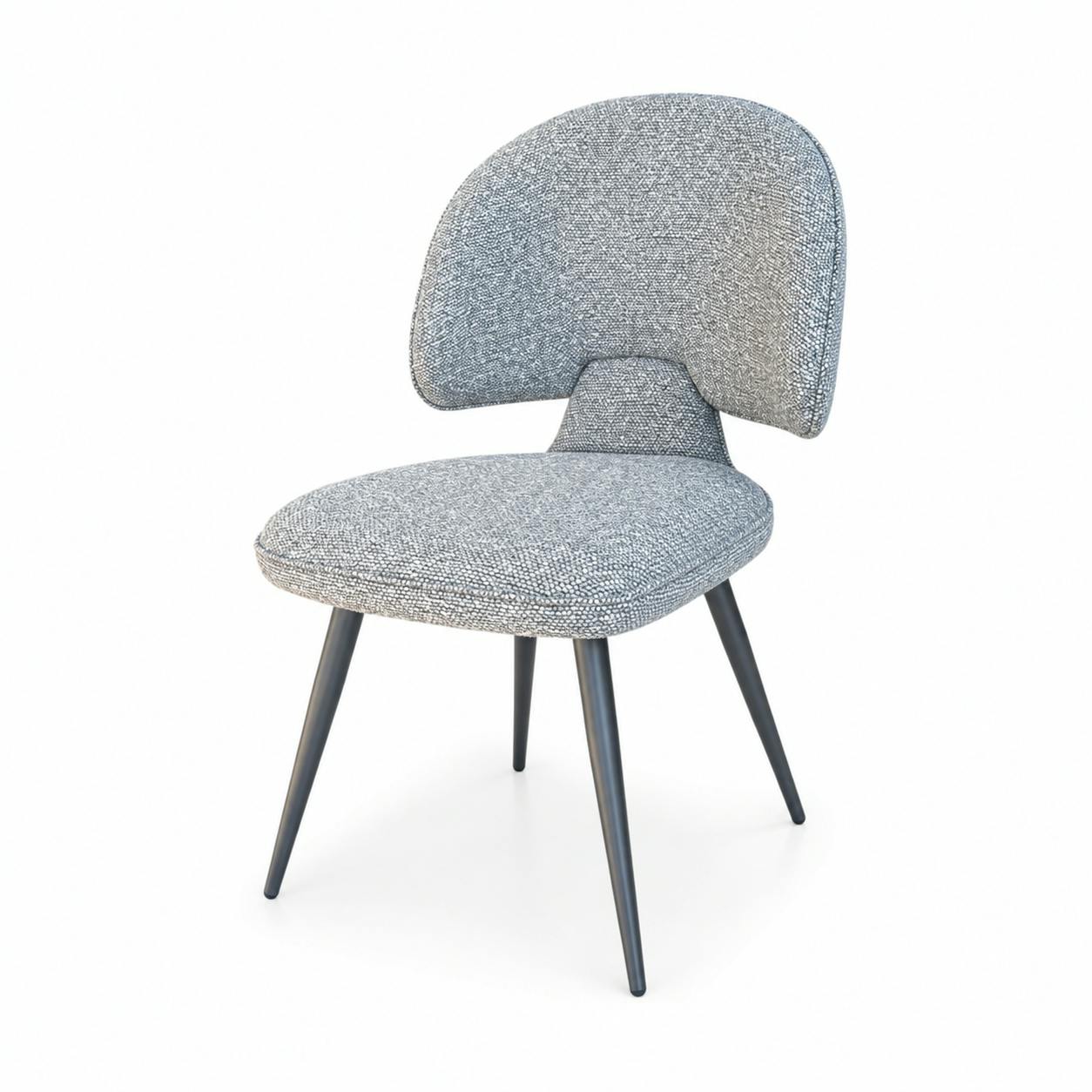 Chaise design tissu gris dossier arrondi (x2) LOMBARDIE