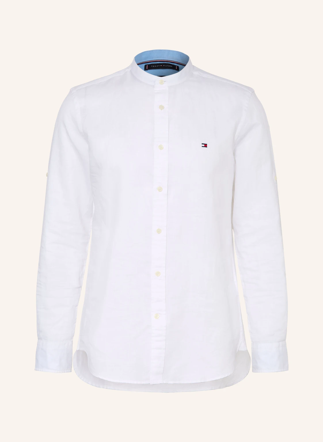 TOMMY HILFIGER Hemd Slim Fit mit Stehkragen und Leinen