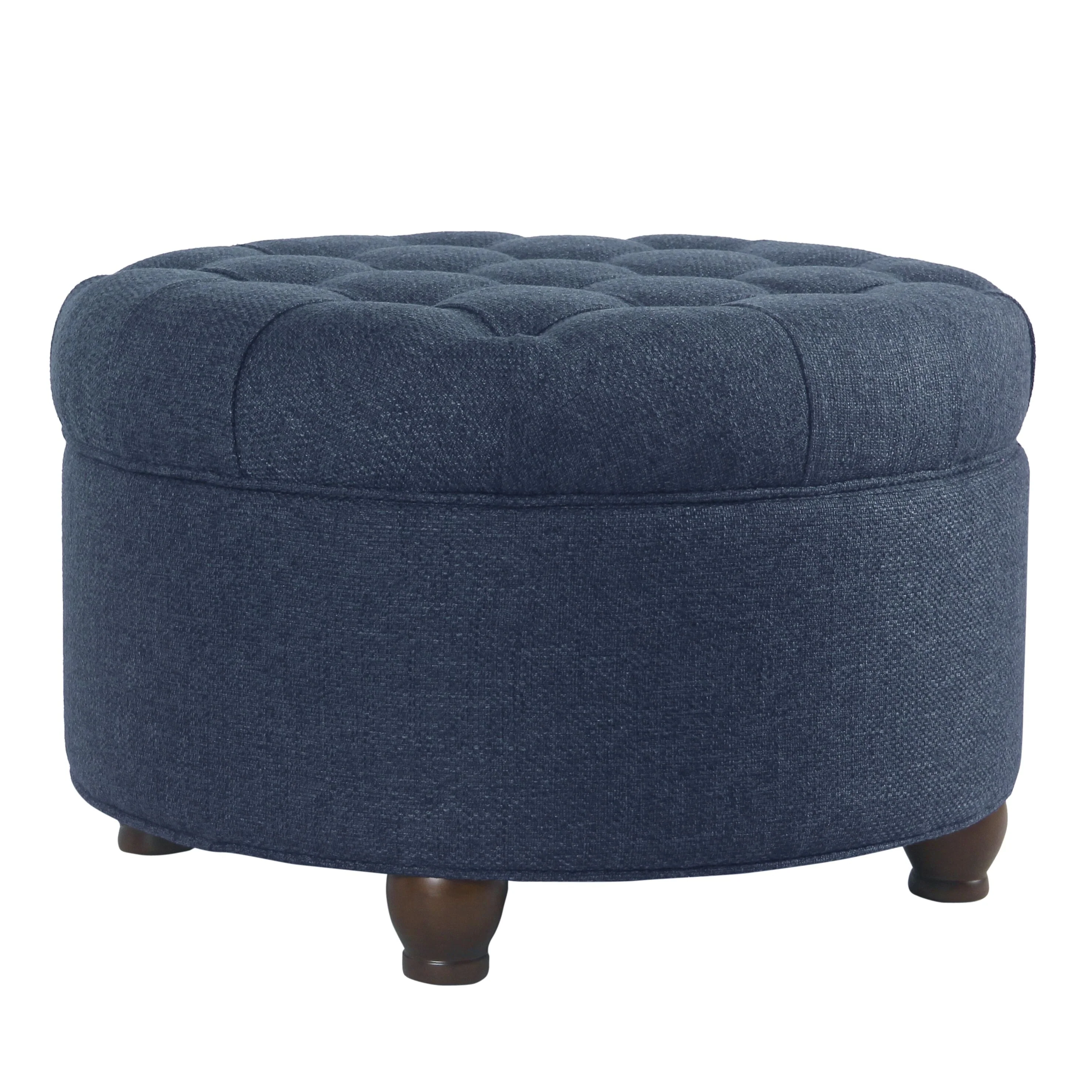 HomePop Tufted Round Storage Ottoman - Navy
