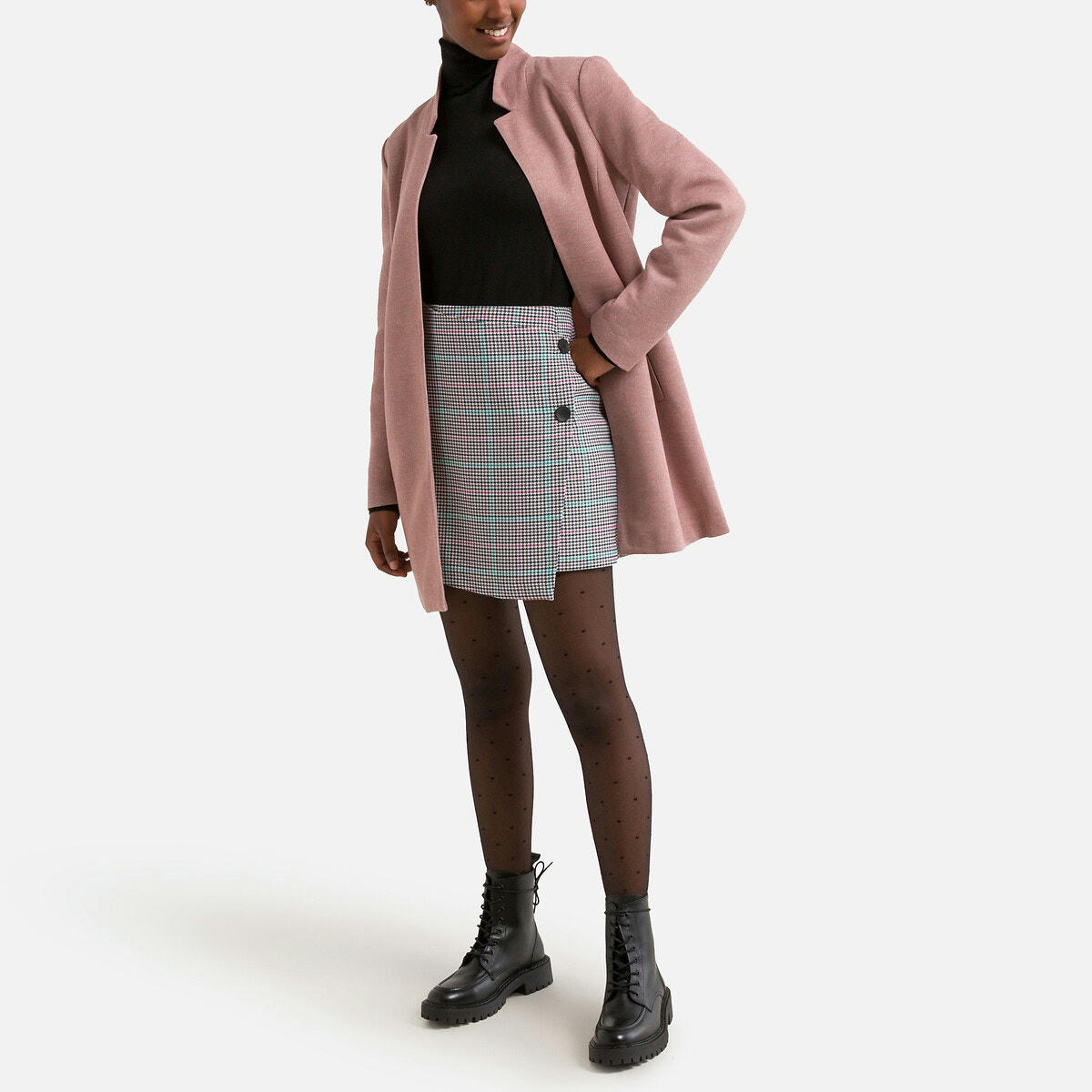 Jupe courte à carreaux, taille haute