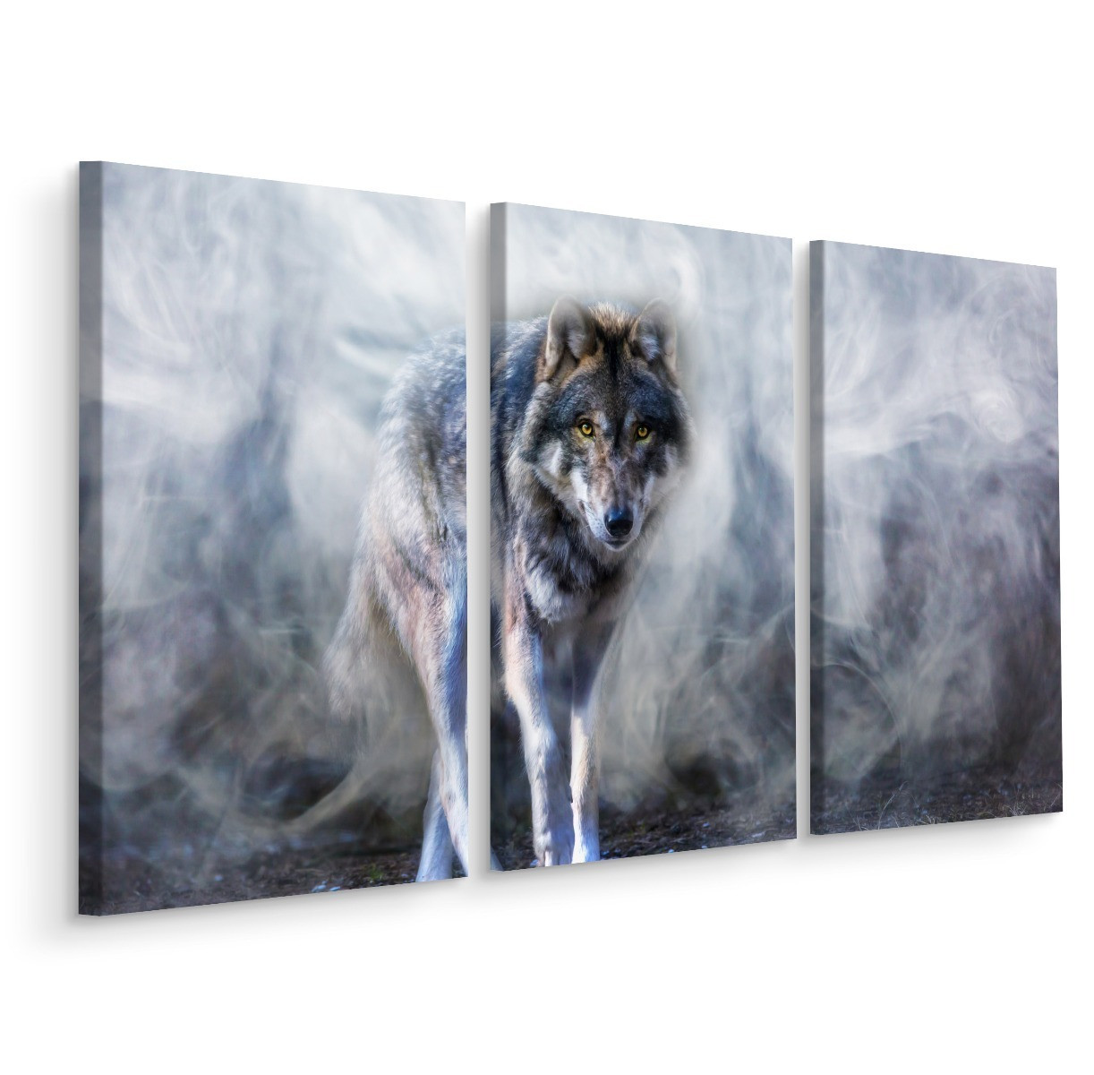 Obraz Tryptyk Do Salonu WILK We Mgle 60x40cm