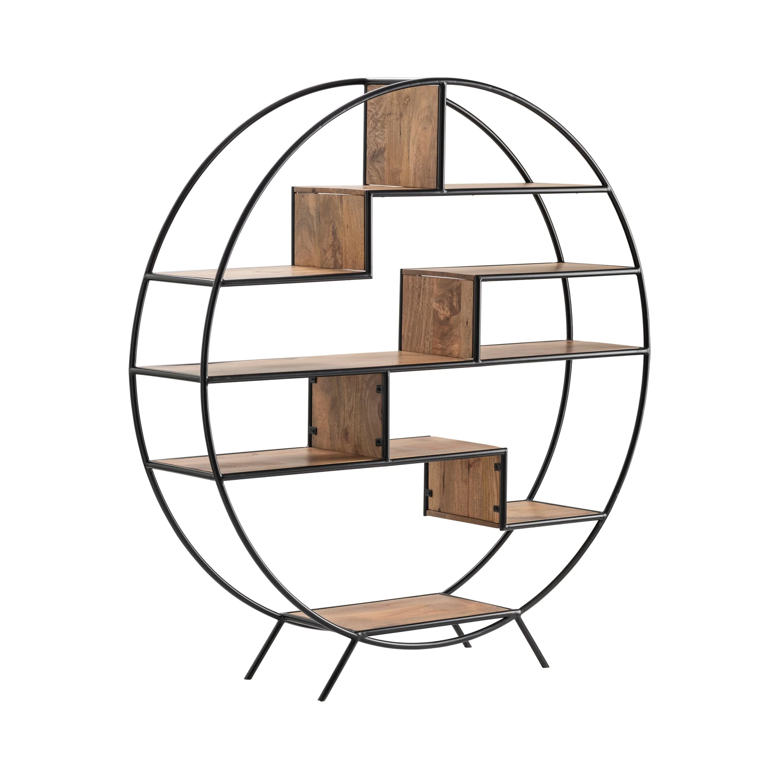 Accord Round Metal and Mango Wood Etagere - 60 x 14 x 64