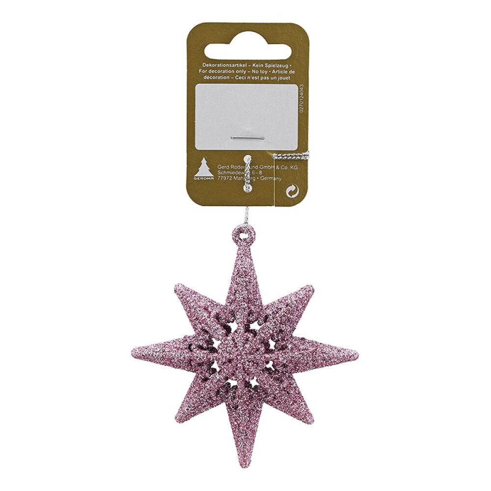 JULETREPYNT STJERNE GLITTER 9CM ROSA