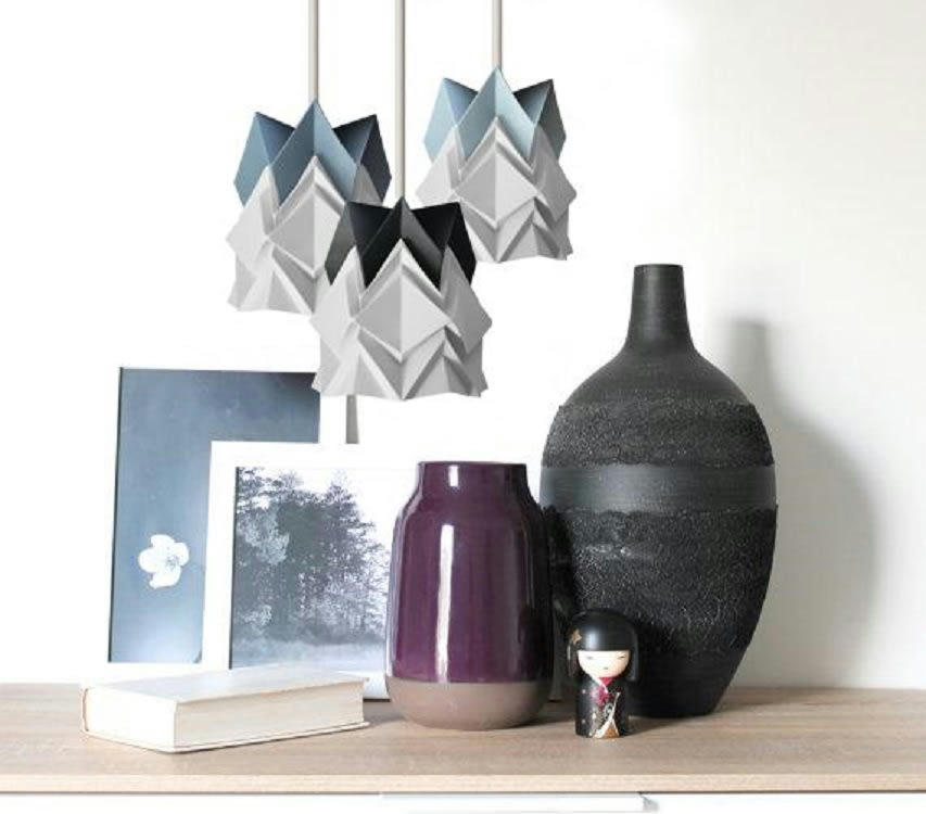 HOUSEKI - Petite suspension origami design bicolore en papier