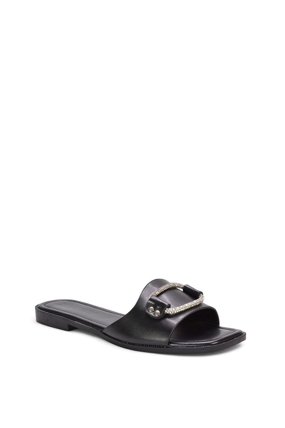 XY London Annie' Open Toe Flat Sandals With Crystal Buckles