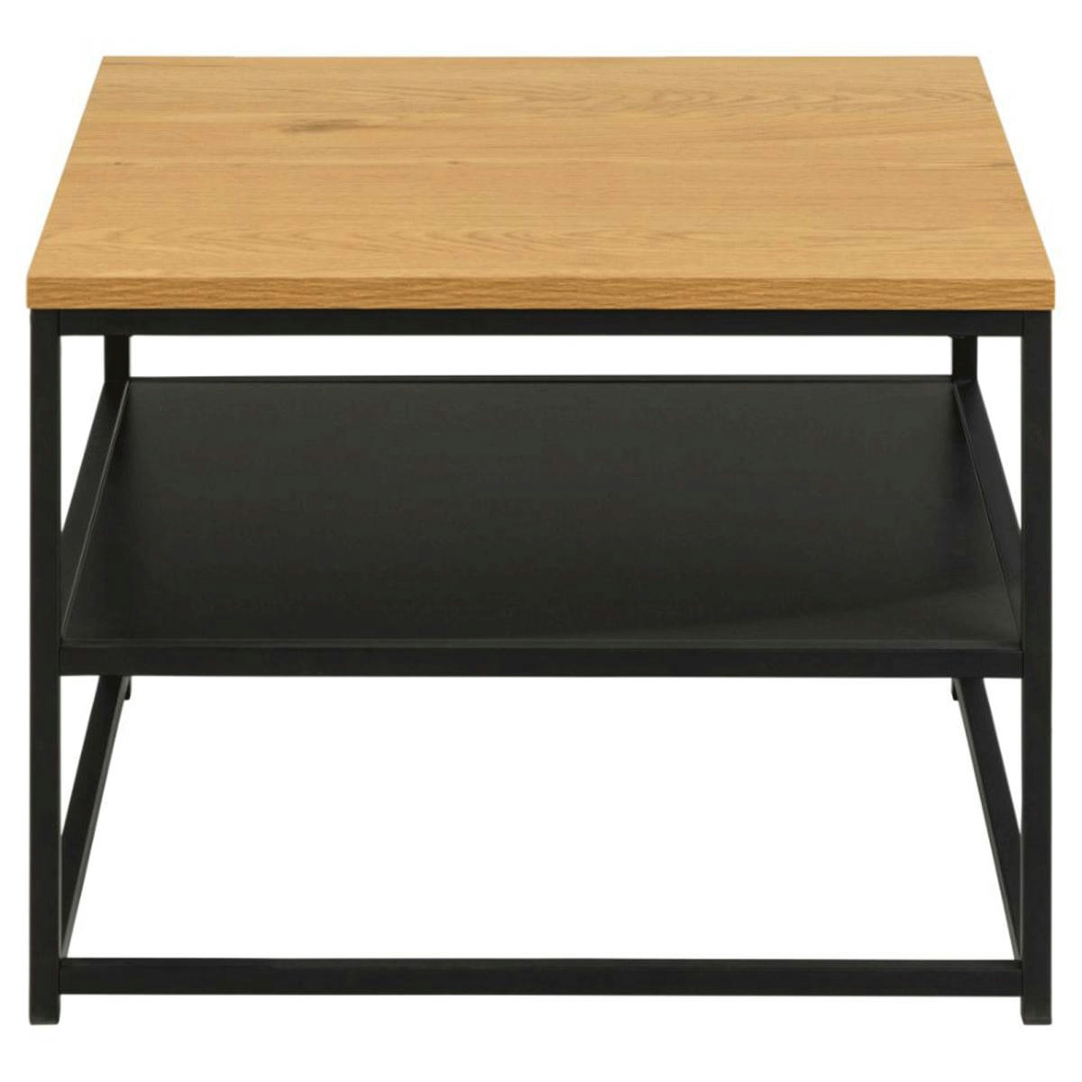 GISLA - Table d'appoint 2 plateaux bois et métal noir 55x55cm