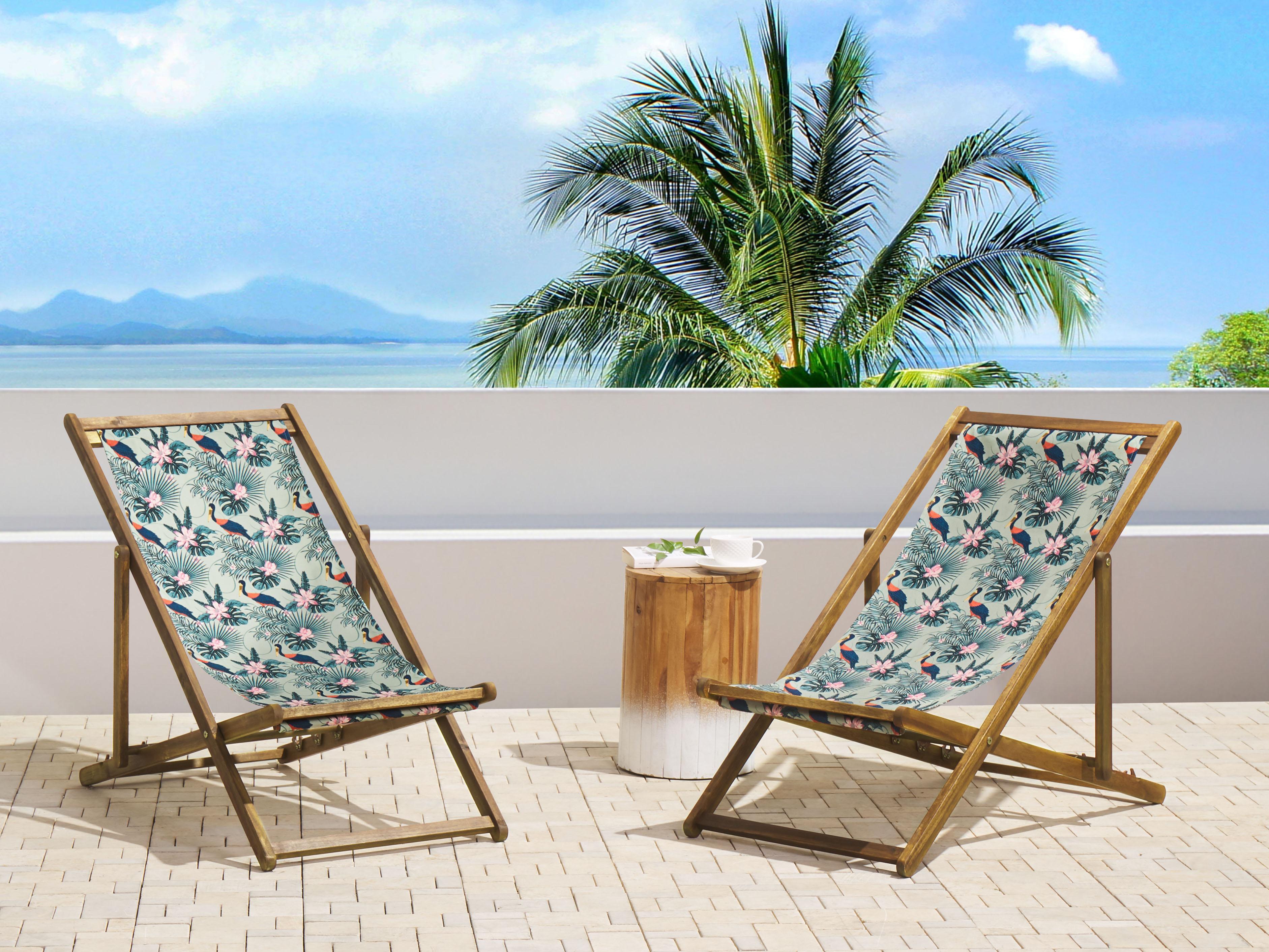 Set of 2 Sun Lounger Replacement Fabrics ANZIO/AVELLINO 113 x 44 cm Multicolour