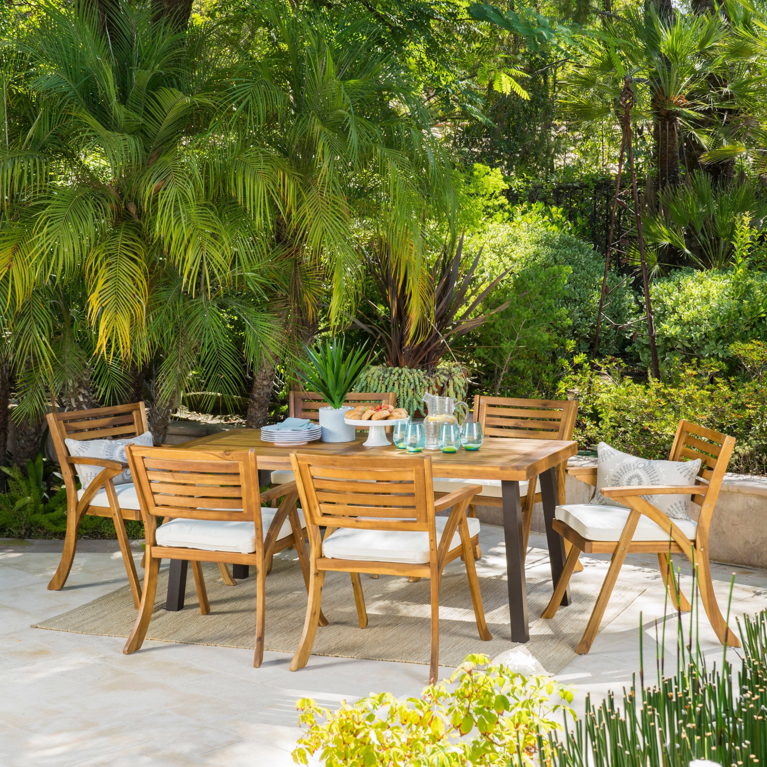 Della - Hermosa 7 piece Acacia Wood Dining Set by Christopher Knight Home