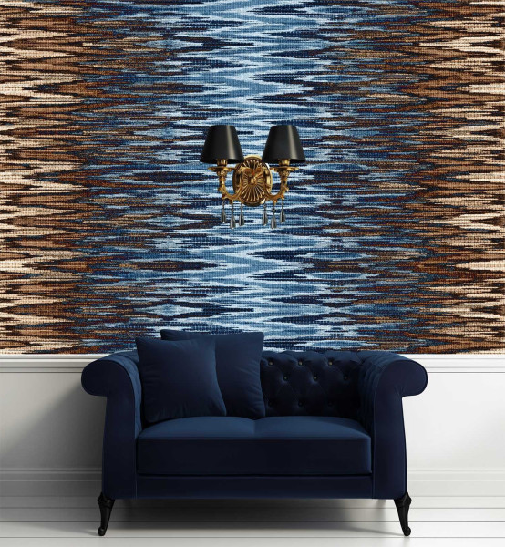 Feeby Fototapeta, Gobelin abstrakcja niebiesko brązowa 150x105